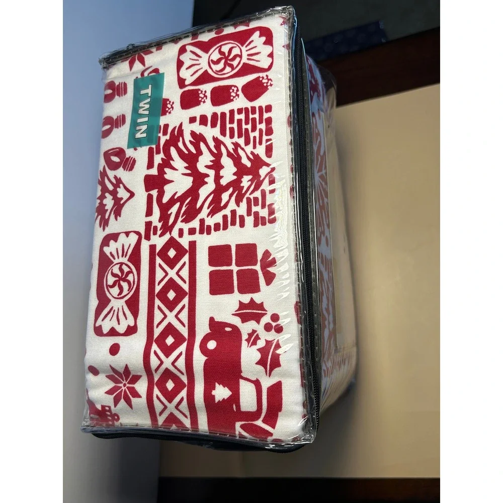 Cuddl Duds Twin Heavyweight Flannel Sheet Set Holiday Paper Cut Red White NEW
